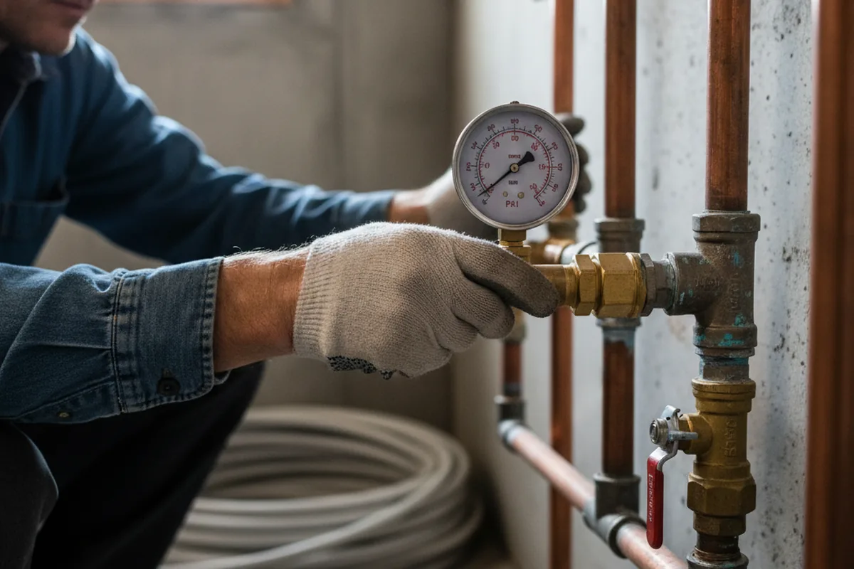 Pressure testing a repaired line during Water Line Repair in Maspeth